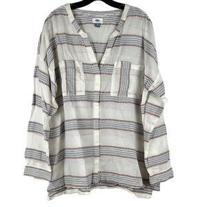 Old Navy Linen Look Strip Thin V-neck Top XL